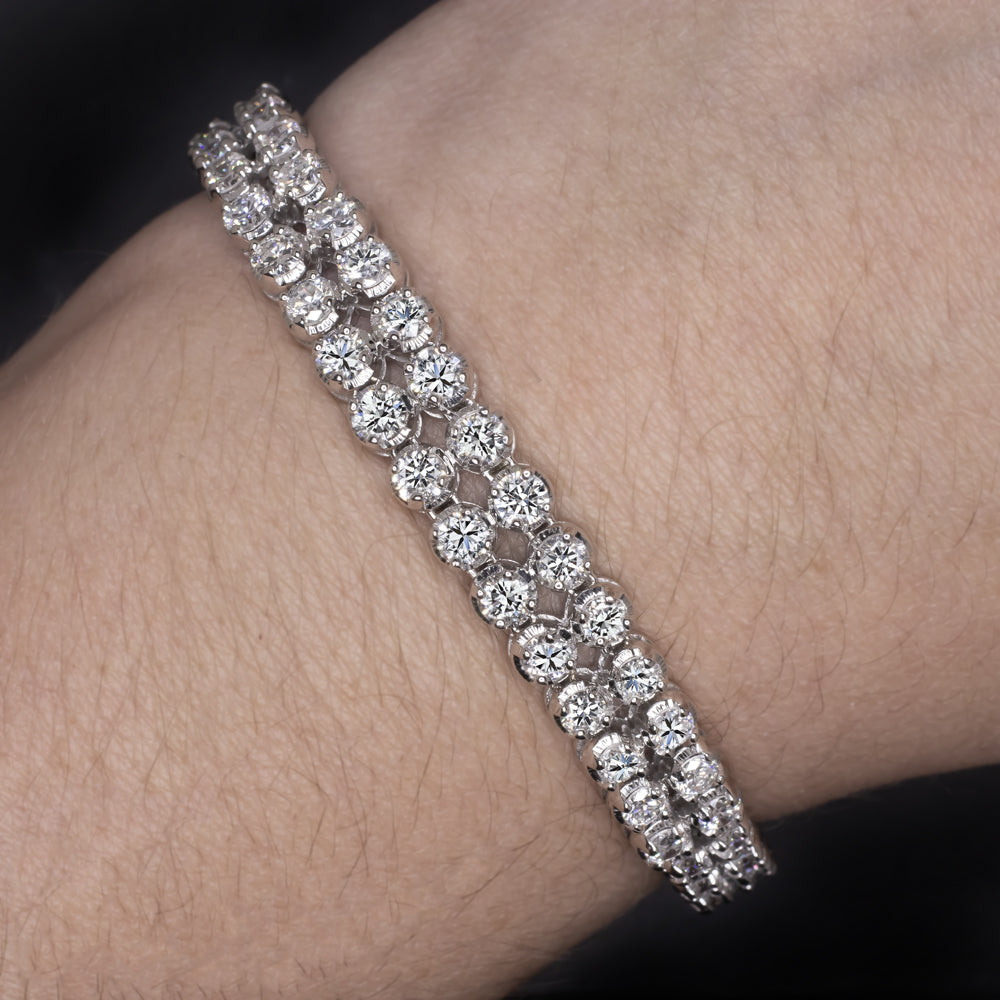 VINTAGE H WINSTON 7 CARAT DIAMOND TENNIS BRACELET 18k E-F VVS-VS DOUBLE ROW