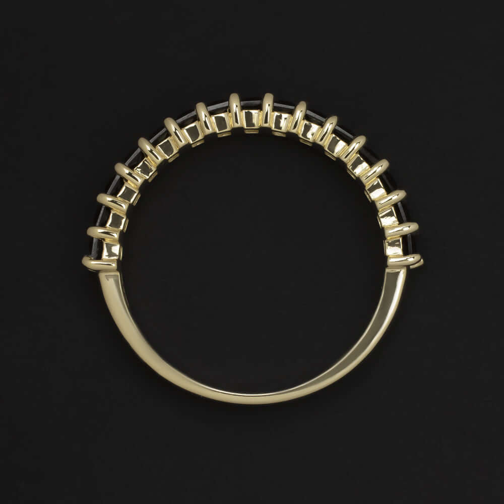 2ct NATURAL BLACK SPINEL STACKING RING WEDDING BAND 14k YELLOW GOLD BAGUETTE CUT