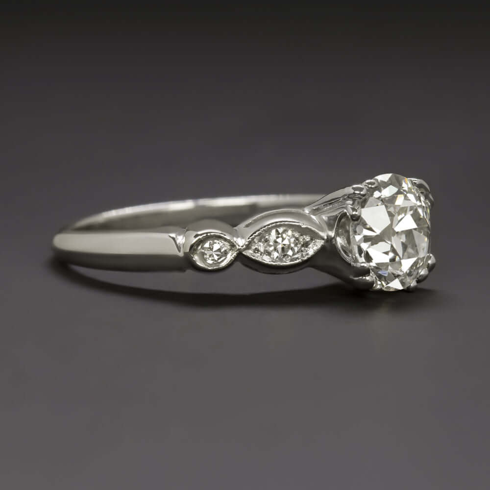 1.30ct CERTIFIED E SI2 DIAMOND ENGAGEMENT RING OLD EUROPEAN CUT VINTAGE PLATINUM