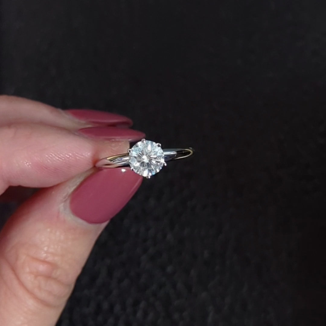 1.17ct E SI NATURAL DIAMOND ENGAGEMENT RING ROUND CUT SOLITAIRE 14k WHITE GOLD