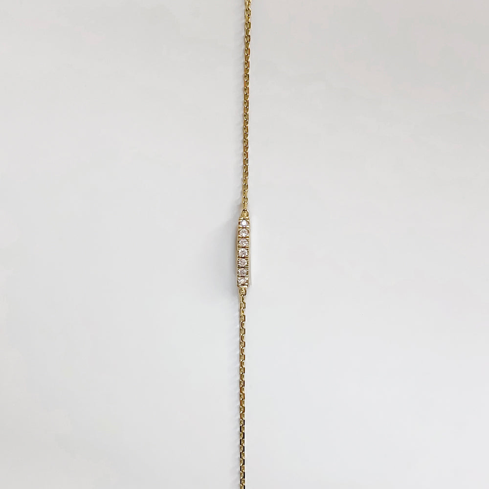 NATURAL DIAMOND BRACELET CURVED BAR MINIMALIST YELLOW GOLD CHAIN CLASSIC SIMPLE
