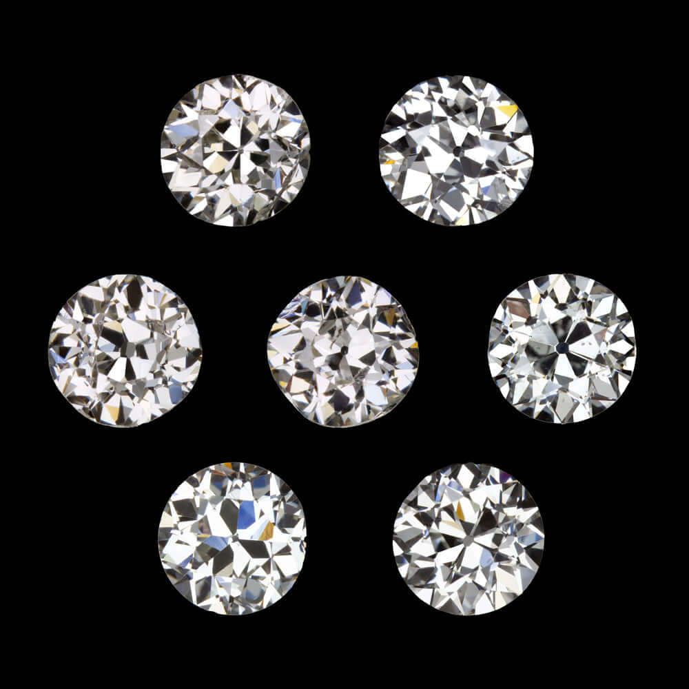 1.5ct G-I VS1-SI2 OLD EUROPEAN CUT DIAMOND 7 STONE LAYOUT LOOSE PARCEL VINTAGE