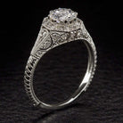 1 CARAT LAB CREATED DIAMOND ENGAGEMENT RING VINTAGE STYLE HALO IDEAL ROUND CUT
