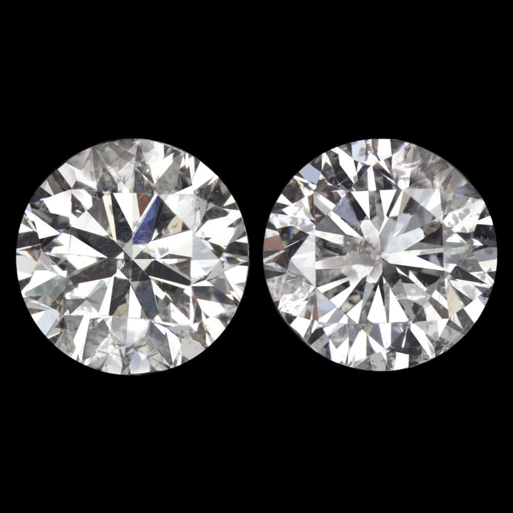 2.10ct VERY GOOD ROUND CUT DIAMOND STUD EARRING MATCHING PAIR NATURAL 2 CARAT