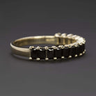 2ct NATURAL BLACK SPINEL STACKING RING WEDDING BAND 14k YELLOW GOLD BAGUETTE CUT