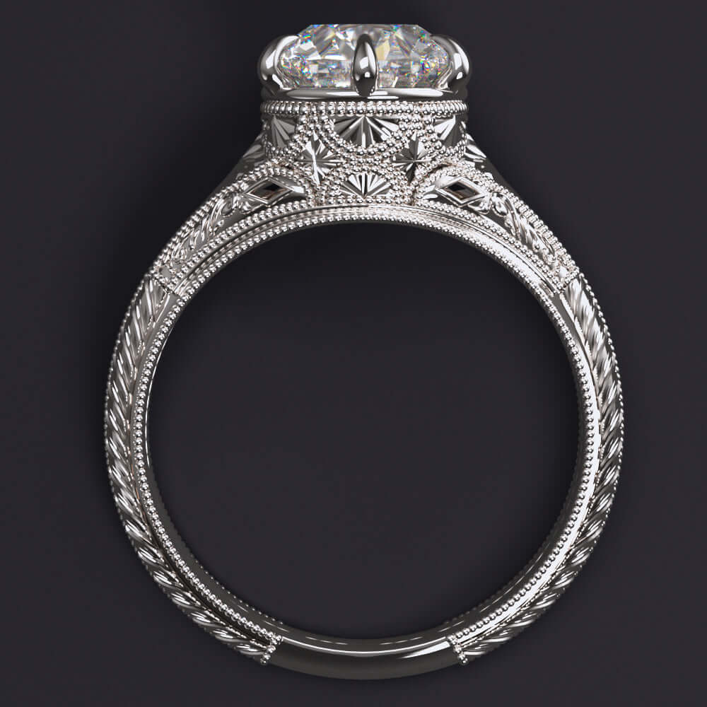1.73ct GIA CERTIFIED H SI2 DIAMOND ENGAGEMENT RING VINTAGE STYLE SOLITAIRE ROUND