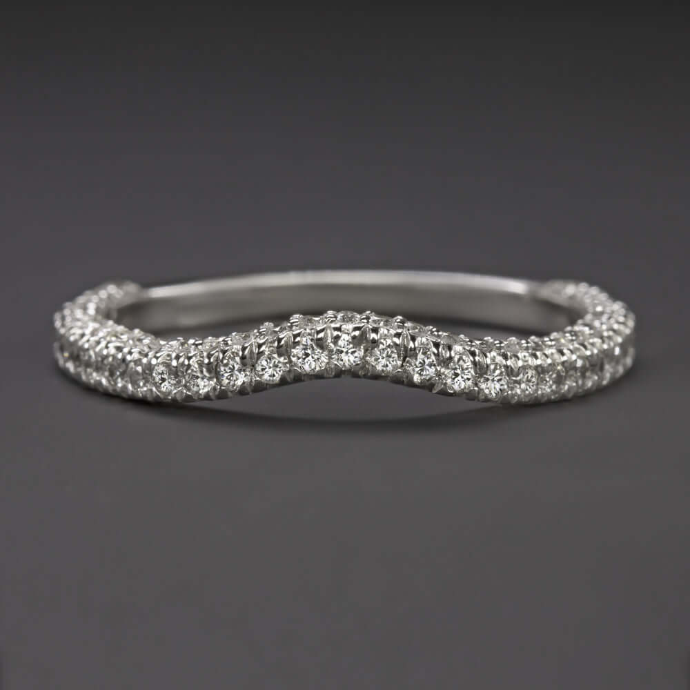 1/2 CARAT DIAMOND CONTOUR WEDDING BAND CURVE 3/4 ETERNITY 14k WHITE GOLD NATURAL