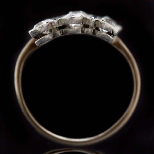 2ct 1900s ANTIQUE OLD MINE DIAMOND FRENCH CUT SAPPHIRE COCKTAIL RING ART NOUVEAU