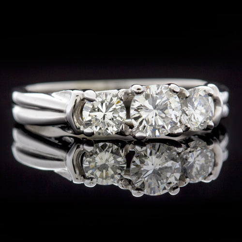 IDEAL CUT ROUND DIAMOND NATURAL 0.75ct G SI1 3 STONE ENGAGEMENT RING WHITE GOLD