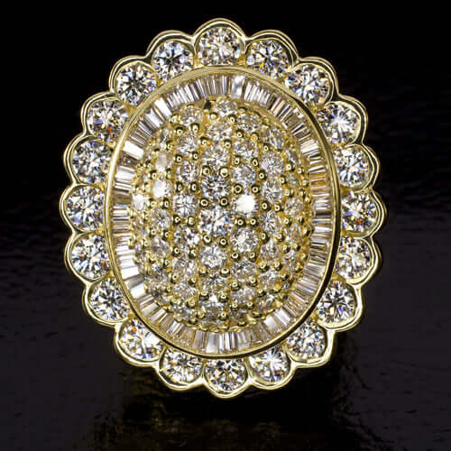 7.25c IDEAL CUT G-H VS1 DIAMONDS HUGE COCKTAIL RING 18K GOLD 31 GRAM 7 CARAT BUG