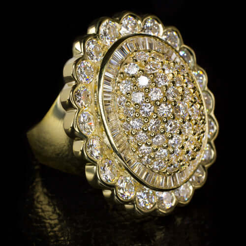 7.25c IDEAL CUT G-H VS1 DIAMONDS HUGE COCKTAIL RING 18K GOLD 31 GRAM 7 CARAT BUG