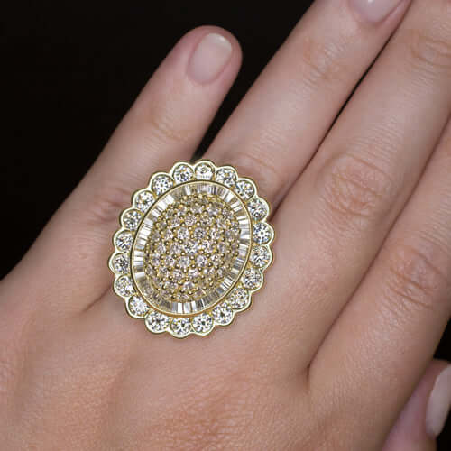 7.25c IDEAL CUT G-H VS1 DIAMONDS HUGE COCKTAIL RING 18K GOLD 31 GRAM 7 CARAT BUG