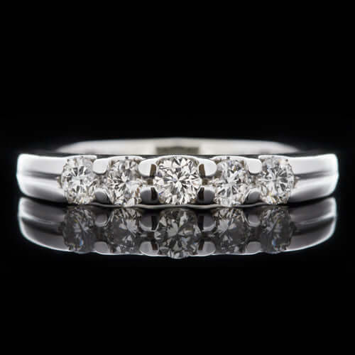 0.50ct ROUND DIAMOND H VS 5 STONE WEDDING BAND STACKING COCKTAIL RING WHITE GOLD Ivy & Rose