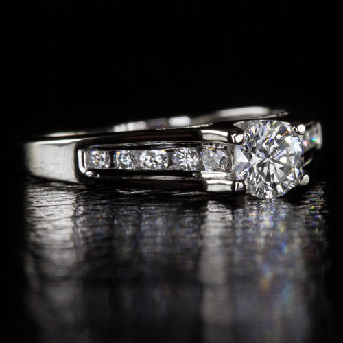 IDEAL CUT 3/4 CARAT ROUND BRILLIANT NATURAL DIAMOND ENGAGEMENT RING 1/2 CENTER