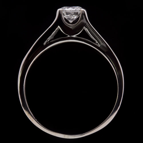 IDEAL CUT 3/4 CARAT ROUND BRILLIANT NATURAL DIAMOND ENGAGEMENT RING 1/2 CENTER