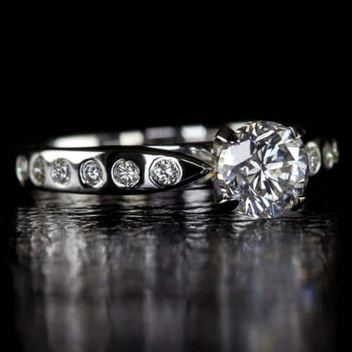 1.2ct NATURAL ROUND BRILLIANT CUT F Si2 DIAMOND BURNISH ENGAGEMENT RING 1.25ct Ivy & Rose