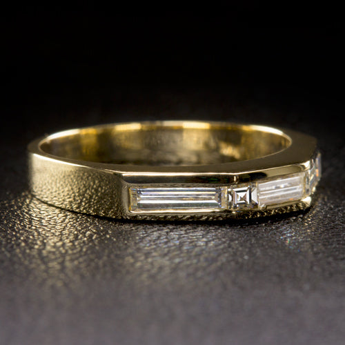G-H VVS 0.80ct LONG BIG BAGUETTE CUT DIAMOND STACKING RING WEDDING BAND 14K GOLD