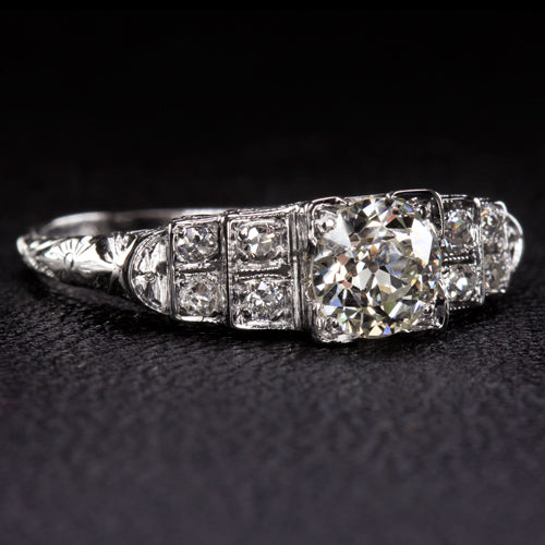 VINTAGE 1 CARAT OLD EUROPEAN CUT DIAMOND VS1 ANTIQUE ENGAGEMENT RING ART DECO 20