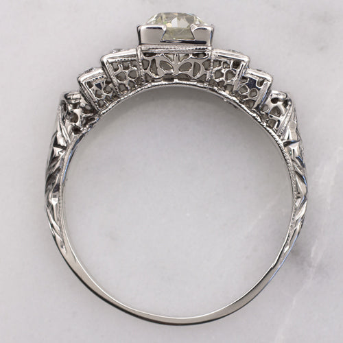 VINTAGE 1 CARAT OLD EUROPEAN CUT DIAMOND VS1 ANTIQUE ENGAGEMENT RING ART DECO 20