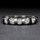 ROUND BRILLIANT DIAMOND 1/2ct F-G SI PLATINUM WEDDING BAND STACKING RING 5 STONE