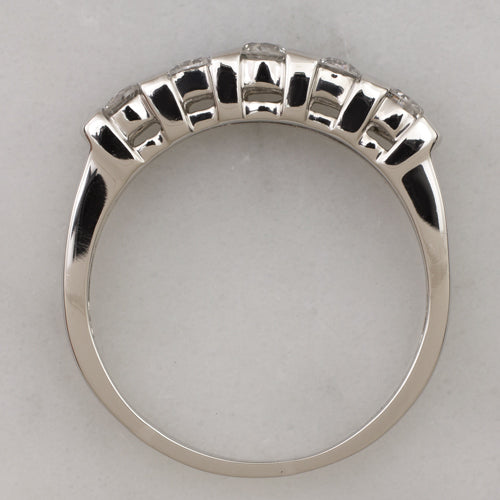 ROUND BRILLIANT DIAMOND 1/2ct F-G SI PLATINUM WEDDING BAND STACKING RING 5 STONE