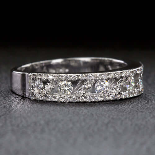 EXCELLENT CUT 3/4 CARAT NATURAL DIAMOND G SI BAND STACKING COCKTAIL RING 0.75ct