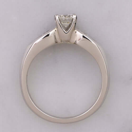 3/4 CARAT VINTAGE VS DIAMOND ROUND PEAR ACCENT 3 STONE PLATINUM ENGAGEMENT RING