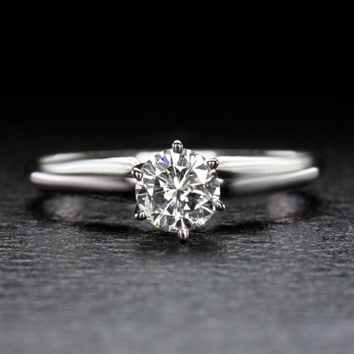 NATURAL ROUND BRILLIANT CUT DIAMOND 0.42ct SOLITAIRE ENGAGEMENT RING WHITE GOLD