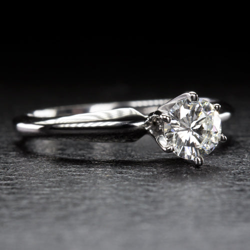 NATURAL ROUND BRILLIANT CUT DIAMOND 0.42ct SOLITAIRE ENGAGEMENT RING WHITE GOLD