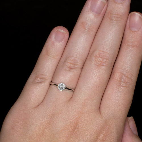 NATURAL ROUND BRILLIANT CUT DIAMOND 0.42ct SOLITAIRE ENGAGEMENT RING WHITE GOLD
