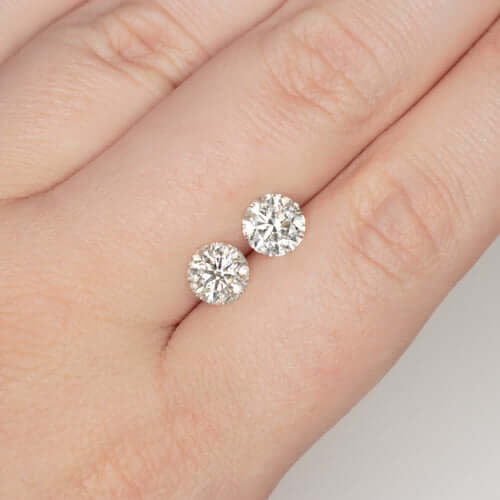 2 CARAT EXCELLENT CUT DIAMOND ROUND NATURAL STUD EARRINGS EYE CLEAN 1.82 6.15MM