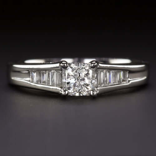 .79ctw RADIANT CUT NATURAL DIAMOND ENGAGEMENT RING 18K WHITE GOLD PRINCESS 3/4CT Ivy & Rose