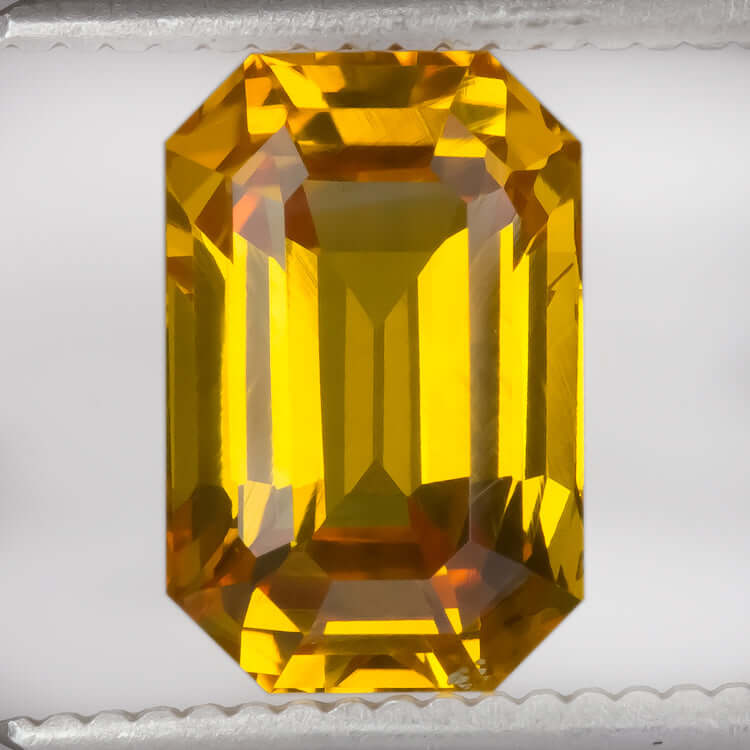 4.11ct GIA CERTIFIED ORANGE YELLOW SAPPHIRE EMERALD CUT TRANSPARENT NATURAL 4ct
