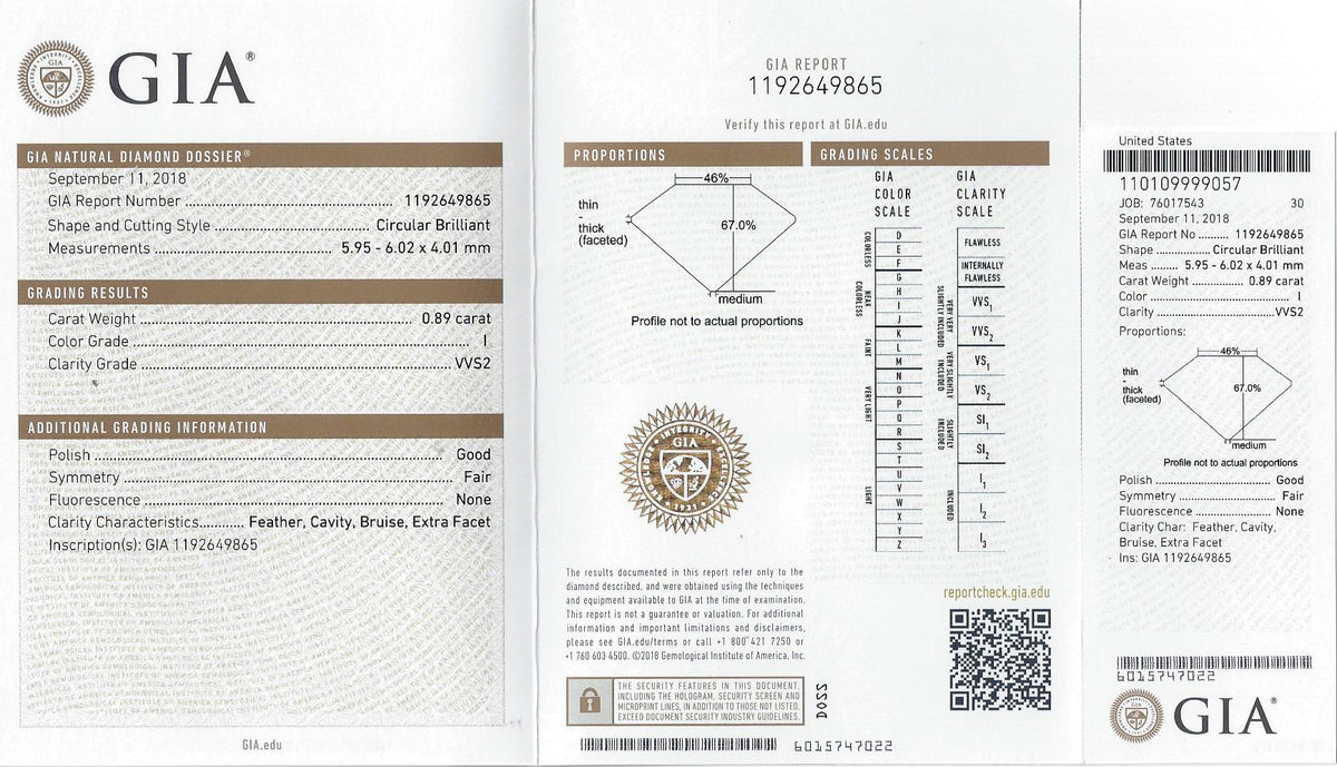 I VVS2 GIA CERTIFIED 0.89ct OLD EUROPEAN CUT DIAMOND VINTAGE LOOSE ENGAGEMENT