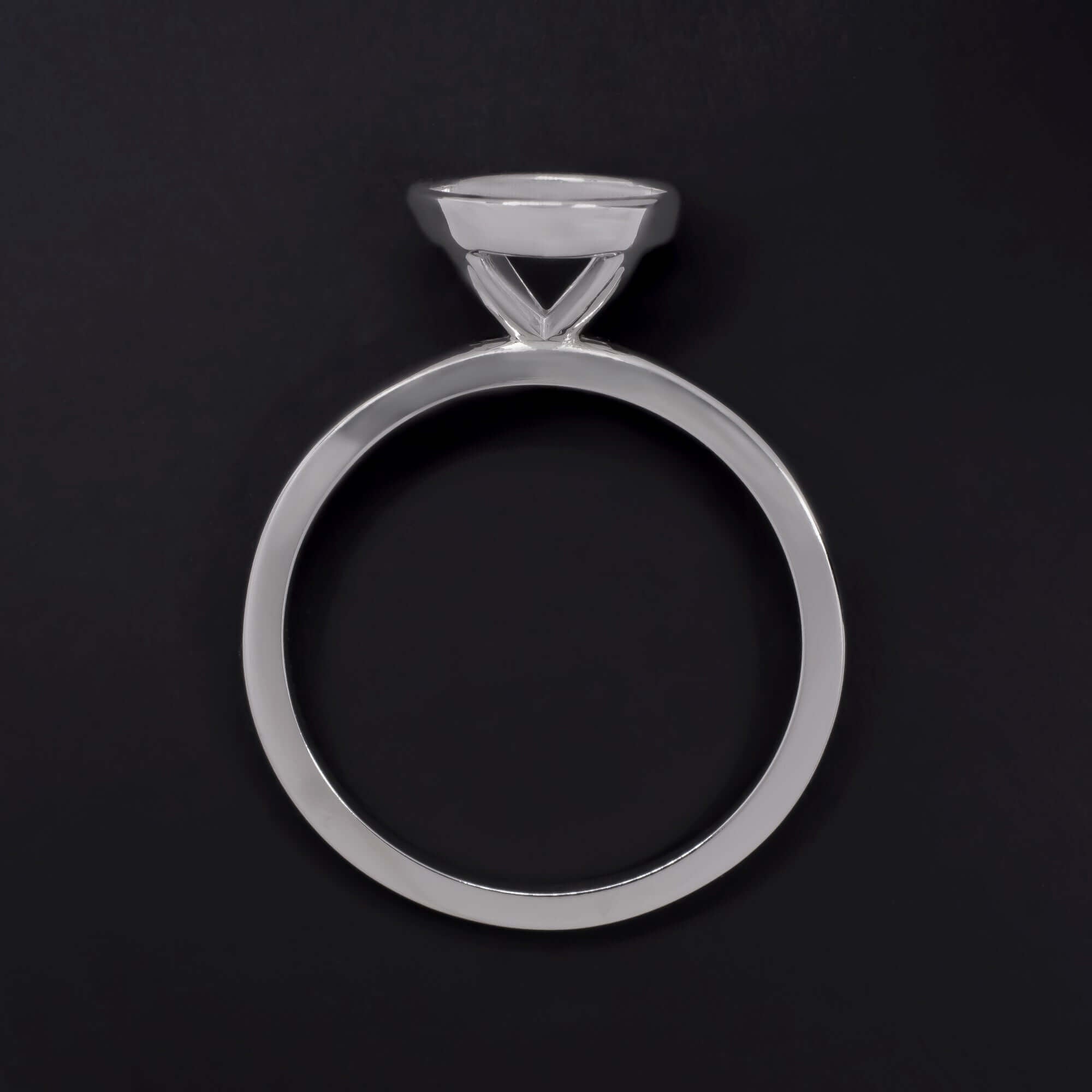 BEZEL SOLITAIRE ROUND RING SETTING SEMI MOUNT 14k CLASSIC 8mm SIMPLE WHITE GOLD