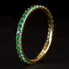 14K GOLD NATURAL RICH GREEN ONYX ETERNITY RING STACKABLE BAND THIN PAVE WEDDING