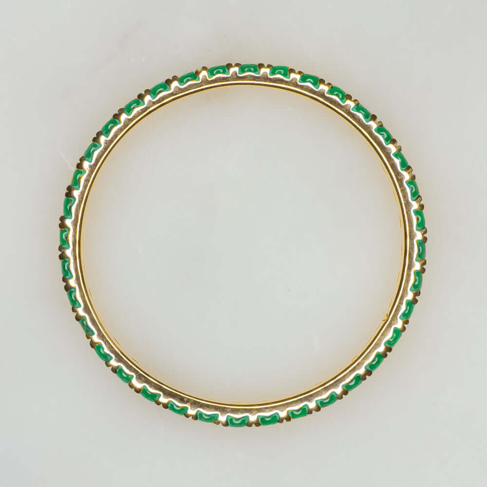 14K GOLD NATURAL RICH GREEN ONYX ETERNITY RING STACKABLE BAND THIN PAVE WEDDING