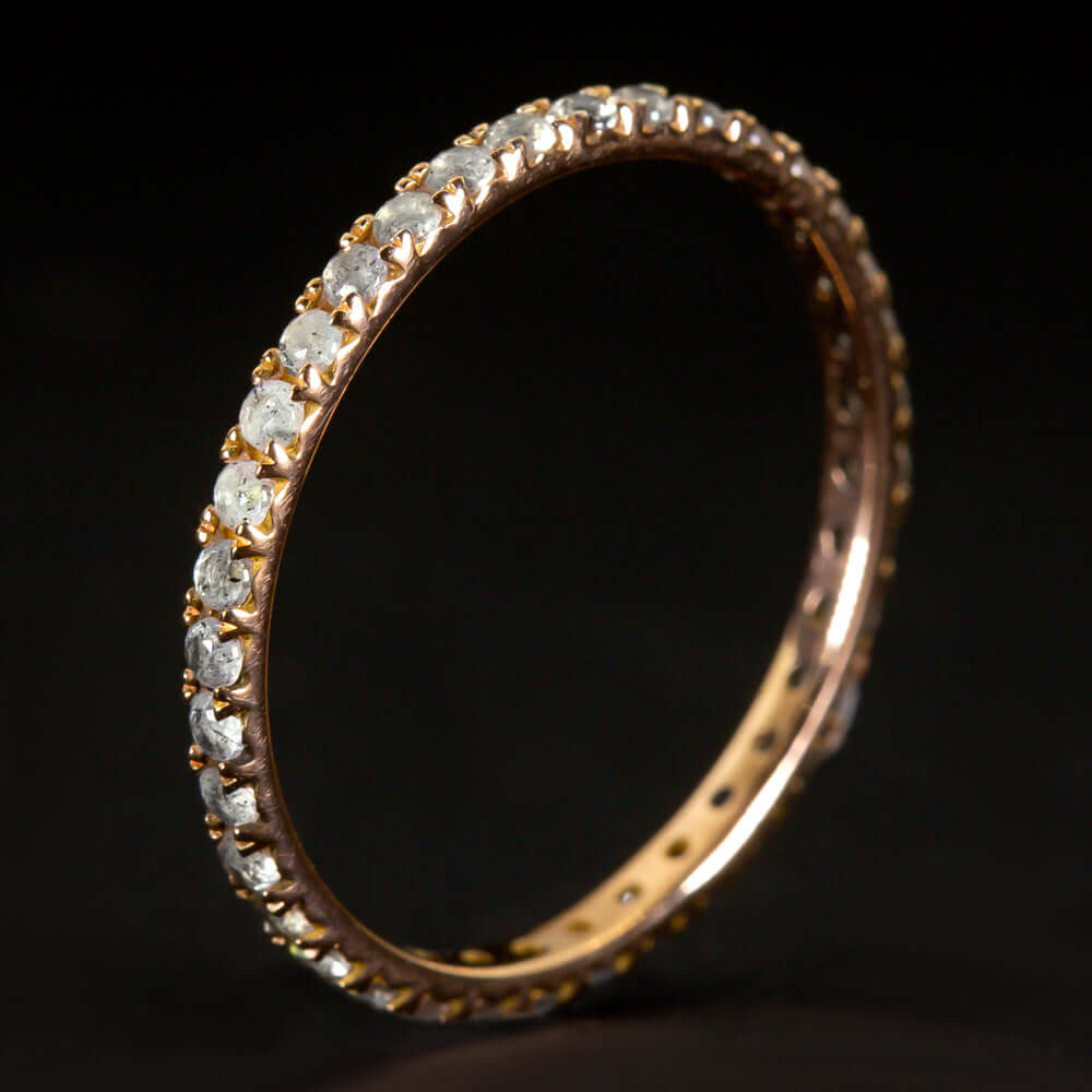 14K ROSE GOLD NATURAL LABRADORITE ETERNITY RING STACKABLE BAND WEDDING PASTEL BL