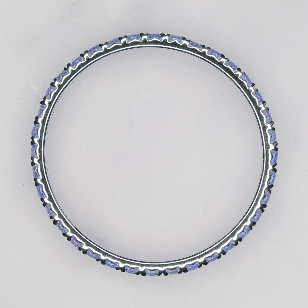 NATURAL BLUE SAPPHIRE RING LIGHT CORNFLOWER 14K WHITE GOLD ETERNITY WEDDING BAND