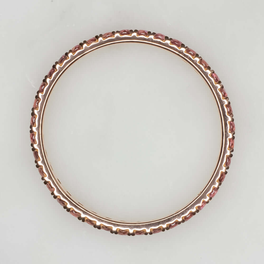 14K ROSE GOLD RHODOLITE GARNET ETERNITY RING STACKING BAND PINK PURPLE WEDDING