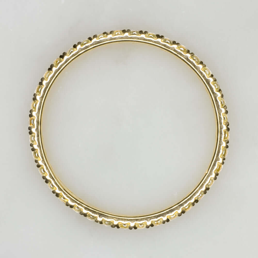 14K GOLD NATURAL YELLOW SAPPHIRE STACKABLE RING ETERNITY WEDDING BAND THIN PAVE