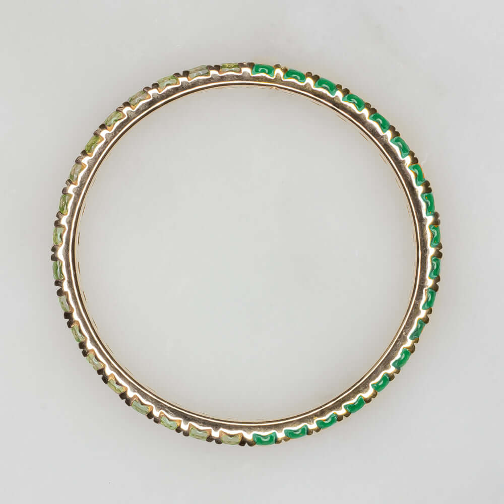 14K GOLD GREEN SAPPHIRE ONYX 2 COLOR ETERNITY RING STACKABLE BAND OMBRE GRADIENT