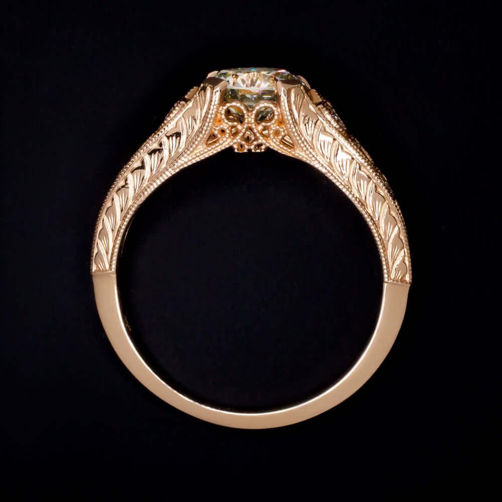 1 CARAT NATURAL DIAMOND ENGAGEMENT RING VINTAGE STYLE ROSE GOLD ART DECO STYLE