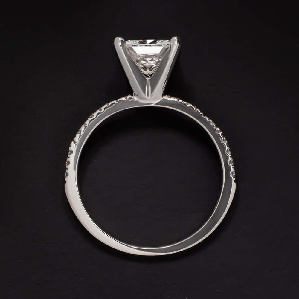 1 CARAT CERTIFIED G SI1 PRINCESS CUT DIAMOND ENGAGMENT RING PAVE BAND RADIANT