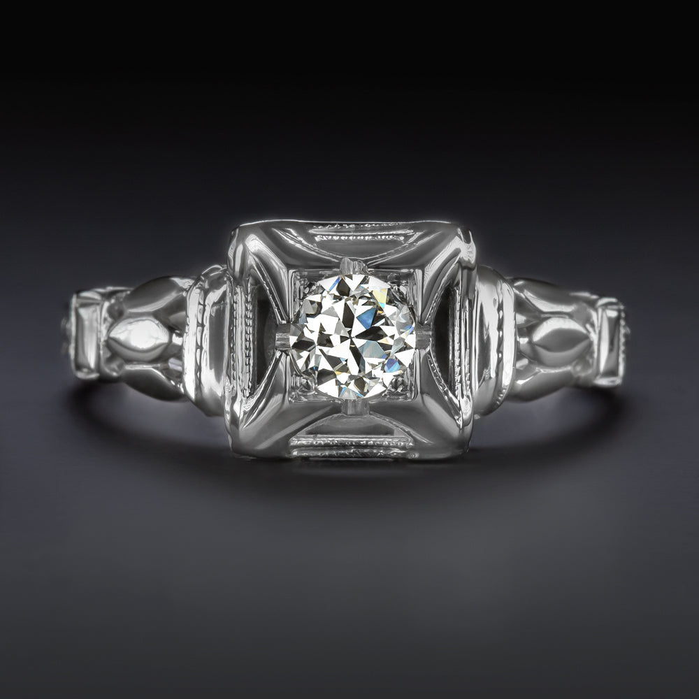 I VS1 OLD EUROPEAN CUT DIAMOND ENGAGEMENT RING 18K ART DECO VINTAGE 1920s OEC Ivy & Rose