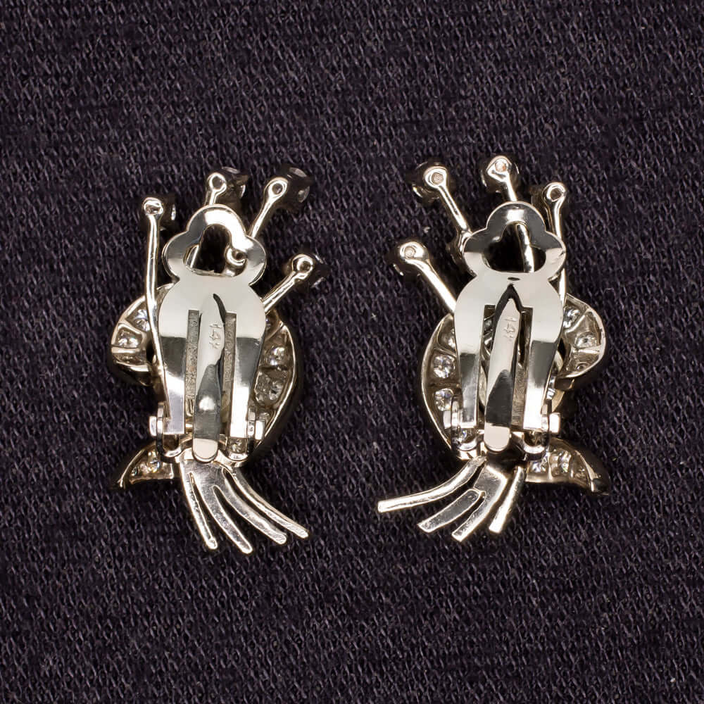 2.75ct CERTIFIED H VS DIAMOND COCKTAIL EARRINGS VINTAGE ESTATE FLORAL WHITE GOLD