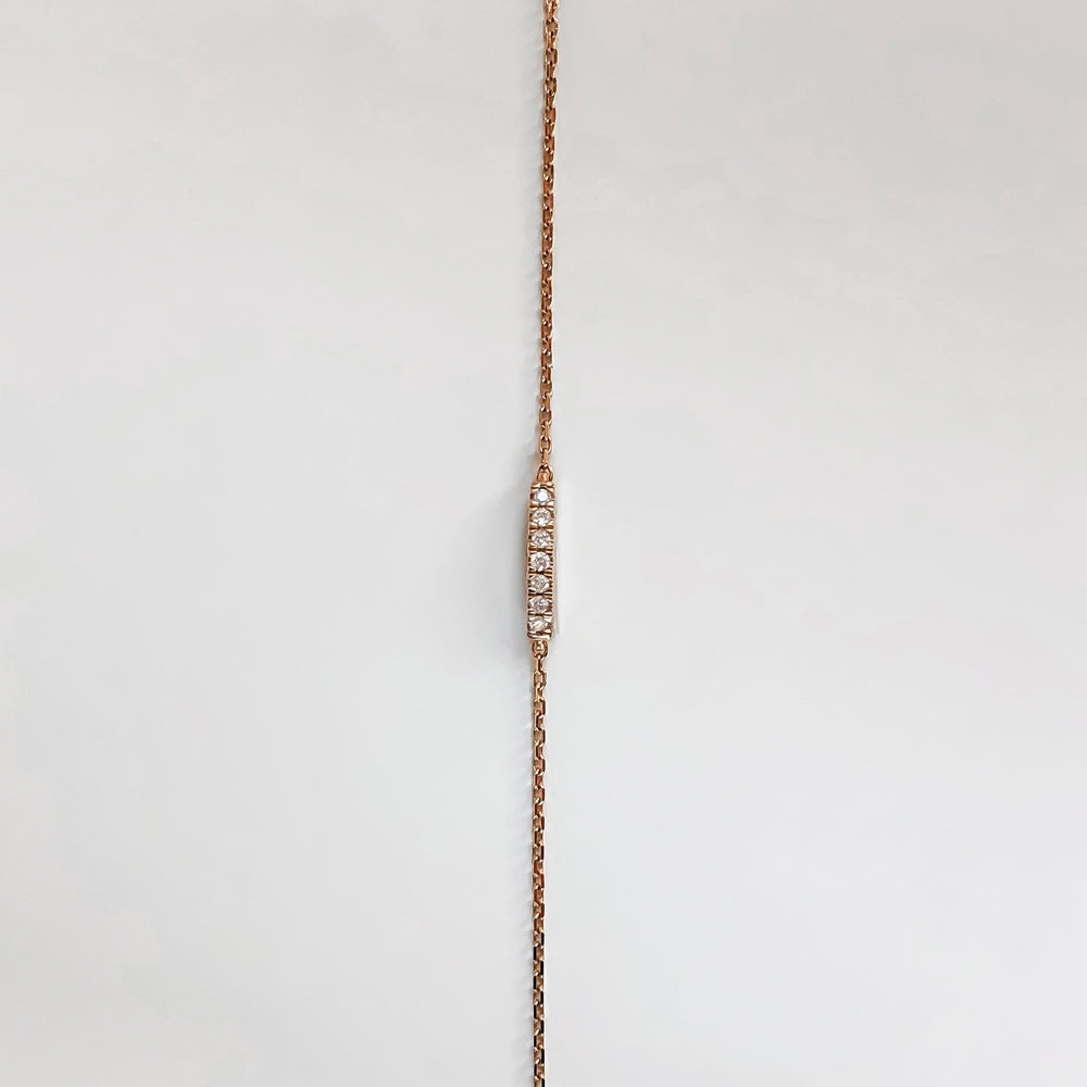 NATURAL DIAMOND BRACELET CURVED BAR MINIMALIST ROSE GOLD CHAIN PAVE JEWELRY GIFT