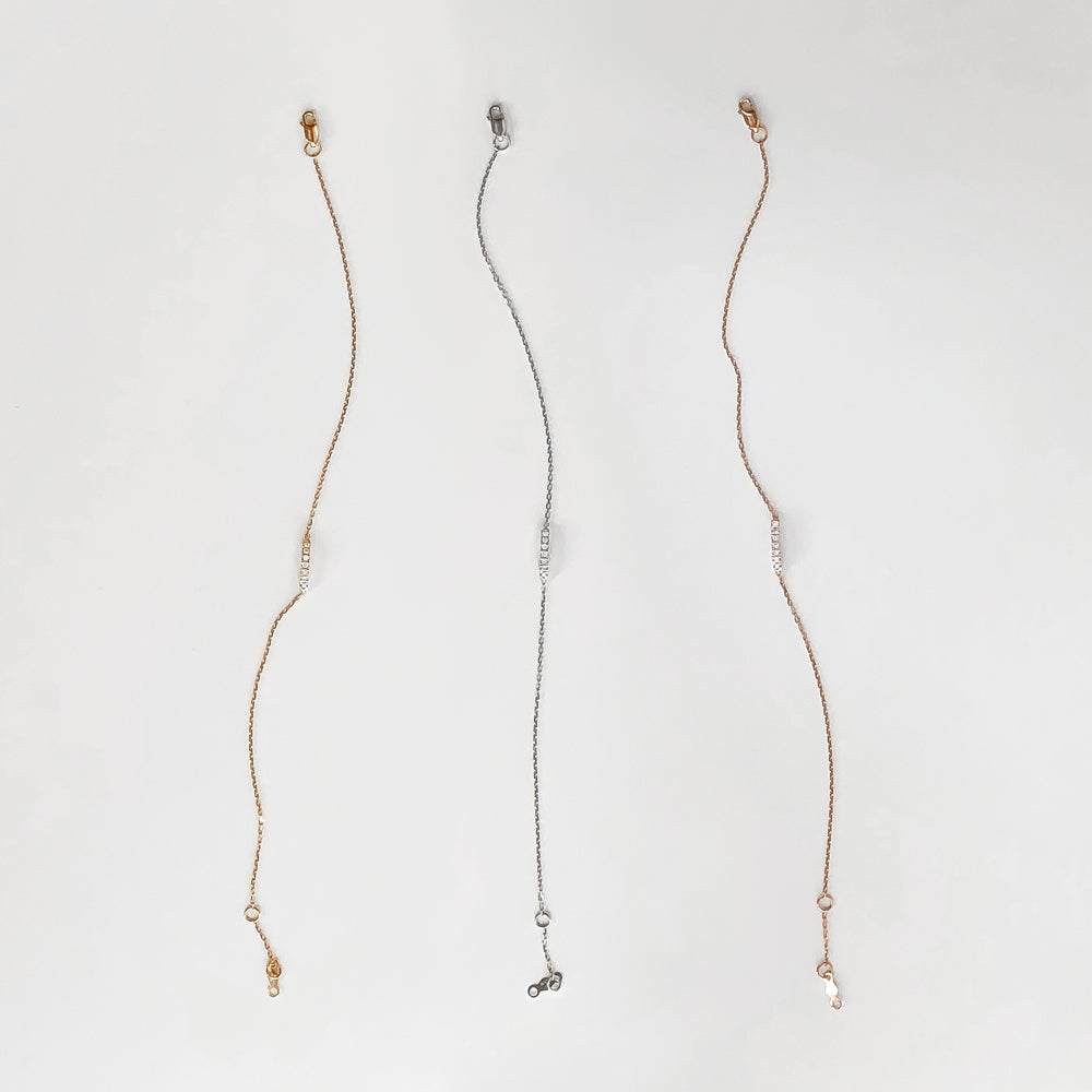 NATURAL DIAMOND BRACELET CURVED BAR MINIMALIST ROSE GOLD CHAIN PAVE JEWELRY GIFT