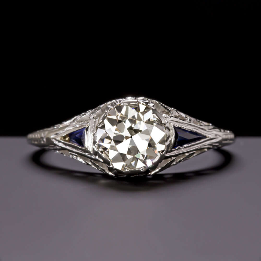 1.13c OLD EUROPEAN IDEAL CUT VS DIAMOND ENGAGEMENT RING SAPPHIRE ANTIQUE VINTAGE