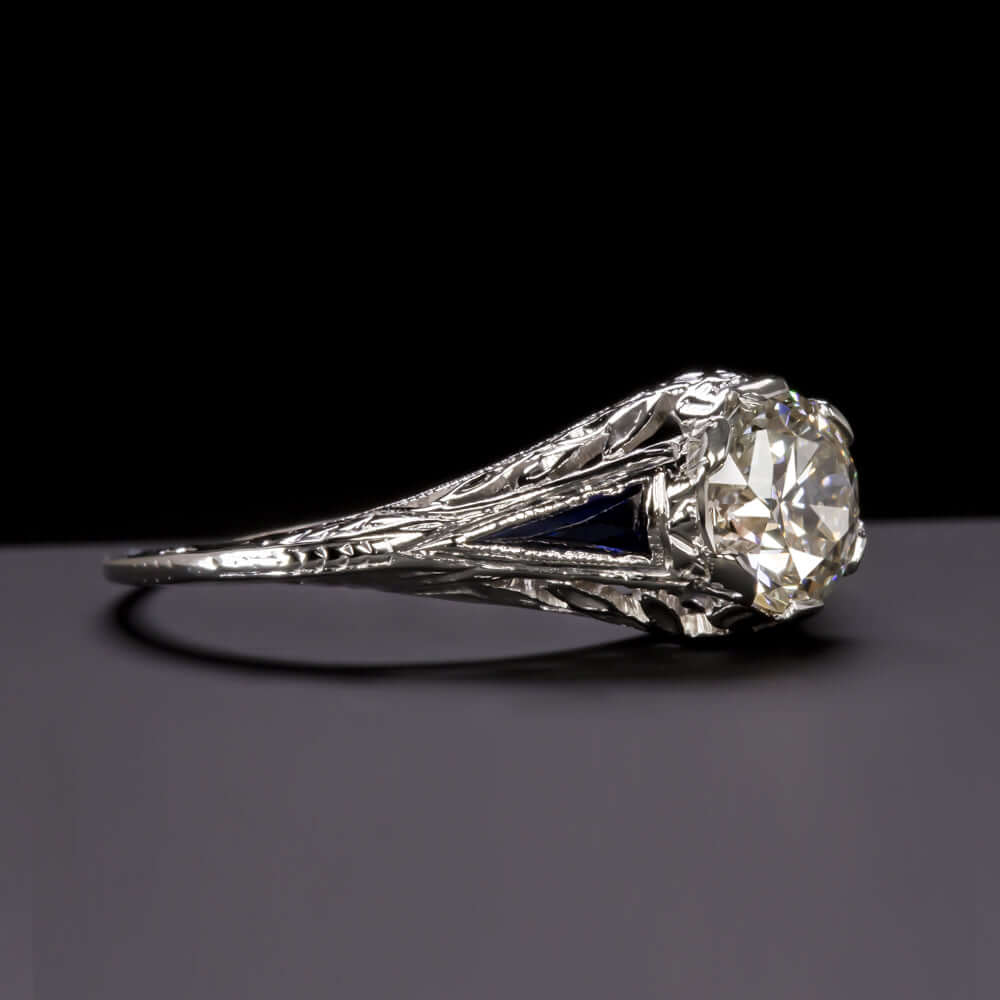 1.13c OLD EUROPEAN IDEAL CUT VS DIAMOND ENGAGEMENT RING SAPPHIRE ANTIQUE VINTAGE